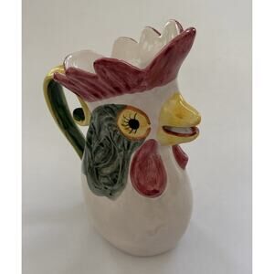Vintage JF Vestal Rooster Pitcher Made in Portugal Farmhouse Country Decor